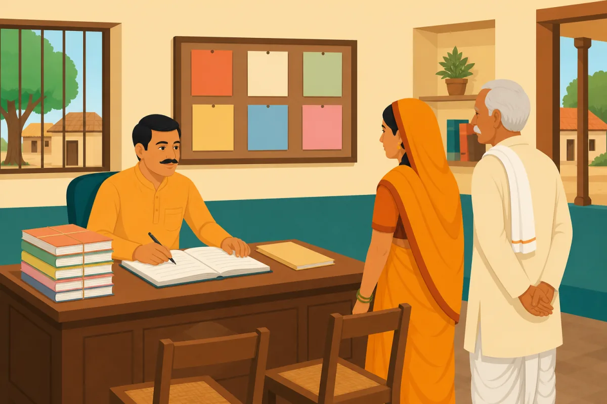 बिहार राशन कार्ड लिस्ट पोर्टल पर देखता ग्रामीण परिवार