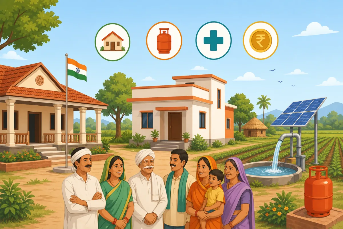 ग्राम पंचायत सरकारी योजना लिस्ट — पीएम आवास, उज्ज्वला गैस, सोलर पंप और आयुष्मान भारत