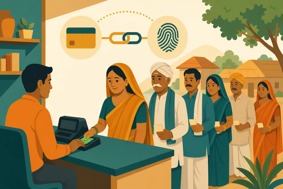 राशन कार्ड ई-केवाईसी कोटेदार POS पर करते हुए