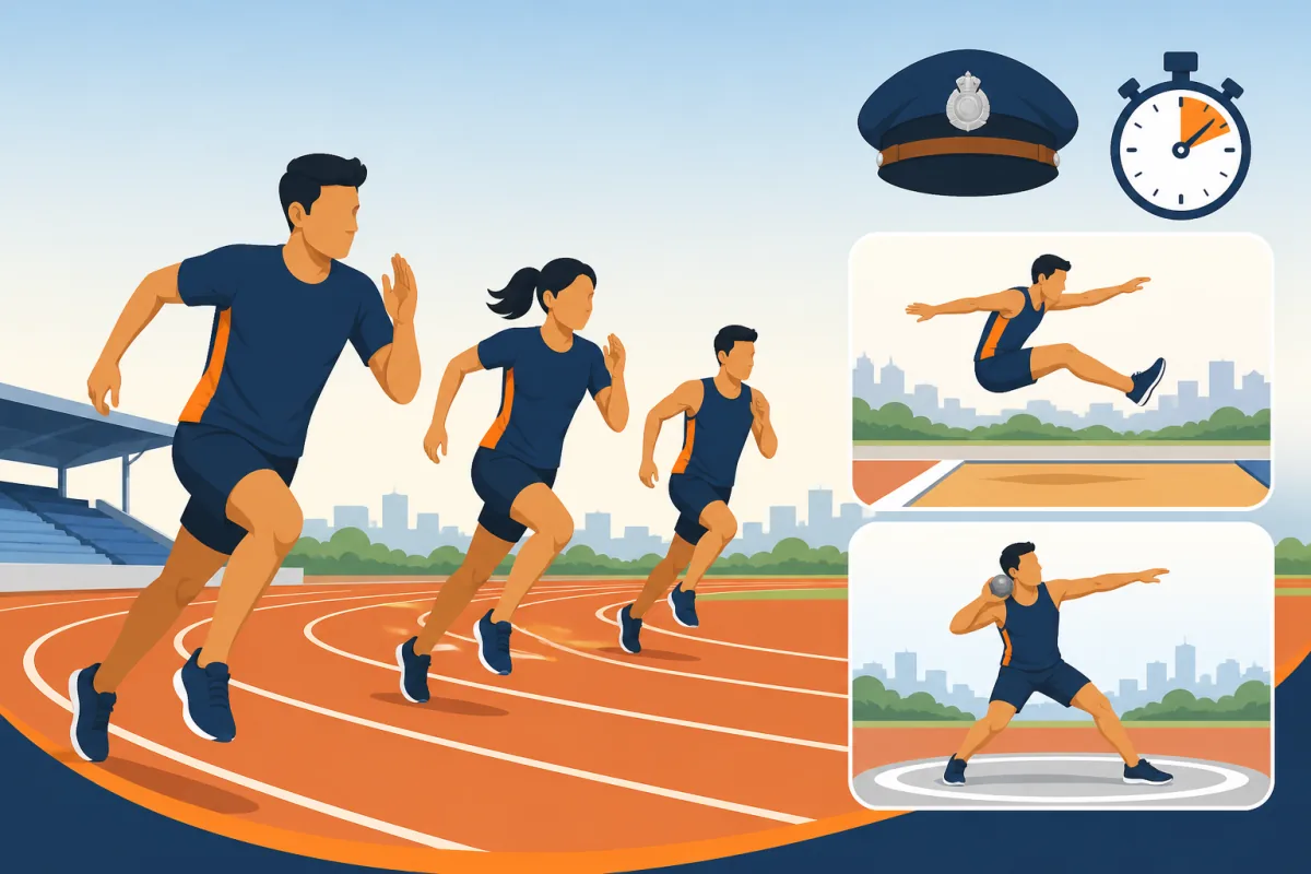 यूपी पुलिस भर्ती 2026 शारीरिक दक्षता परीक्षा — दौड़, लंबी कूद और गोला फेंक